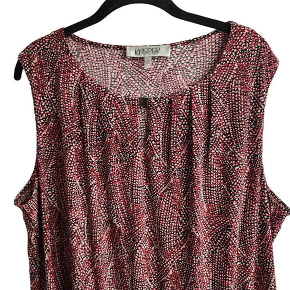 Kasper Dressy Red Printed Sleeveless Top Size 1x - Picture 3 of 8